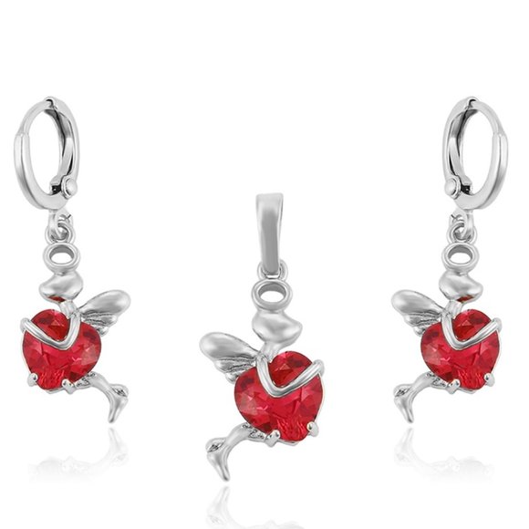 Jewelry - Pretty Angel&Heart Earrings Necklace Set